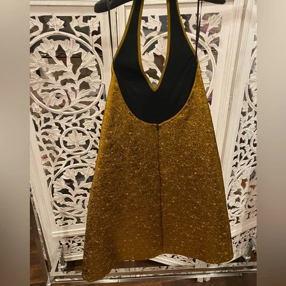 slim fit dress slacks VERA WANG NWT Gold Sequin Cocktail Dress Size M – alineconsignment main image 1